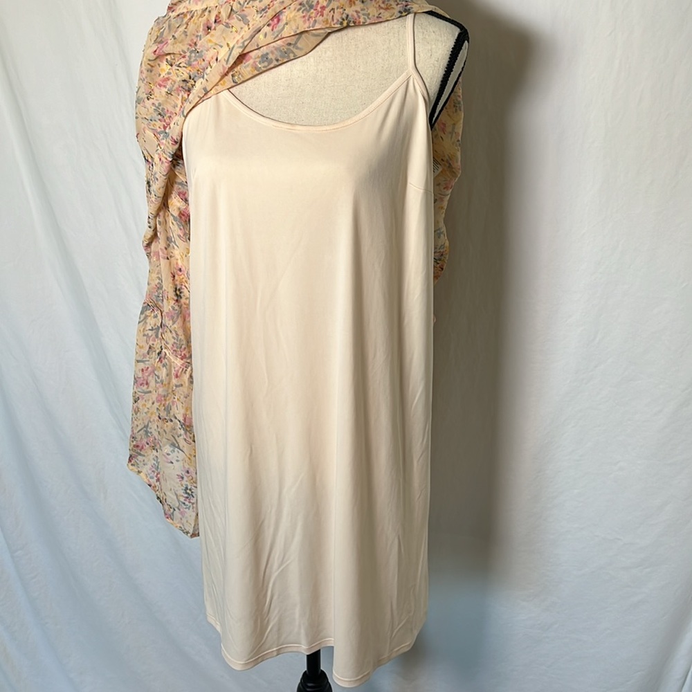 A.N.A New Apparel Size Large Long Sleeve Dress Slip Metallic Floral Buttons Pink - Picture 7 of 16